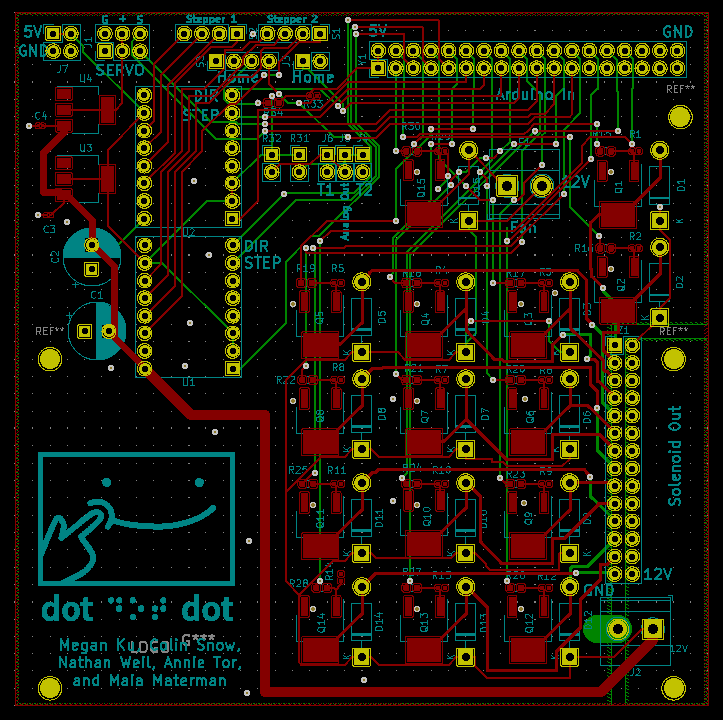 The final layout for the PCB